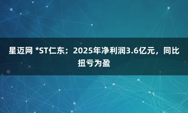 星迈网 *ST仁东：2025年净利润3.6亿元，同比扭亏为盈