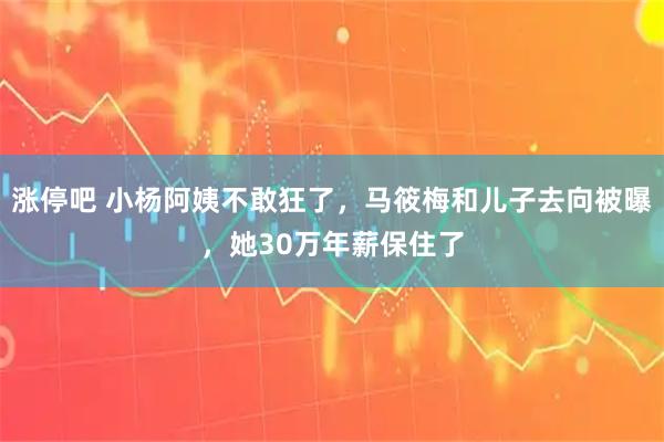 涨停吧 小杨阿姨不敢狂了，马筱梅和儿子去向被曝，她30万年薪保住了