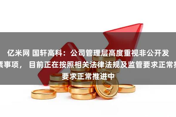 亿米网 国轩高科：公司管理层高度重视非公开发行股票事项， 目前正在按照相关法律法规及监管要求正常推进中