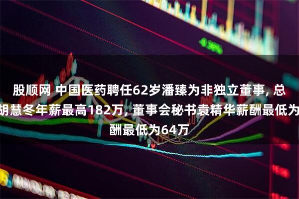 股顺网 中国医药聘任62岁潘臻为非独立董事, 总经理胡慧冬年薪最高182万, 董事会秘书袁精华薪酬最低为64万