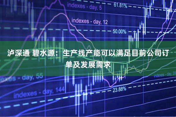 泸深通 碧水源：生产线产能可以满足目前公司订单及发展需求